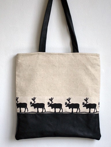 Tote Bag with Black Elks Design